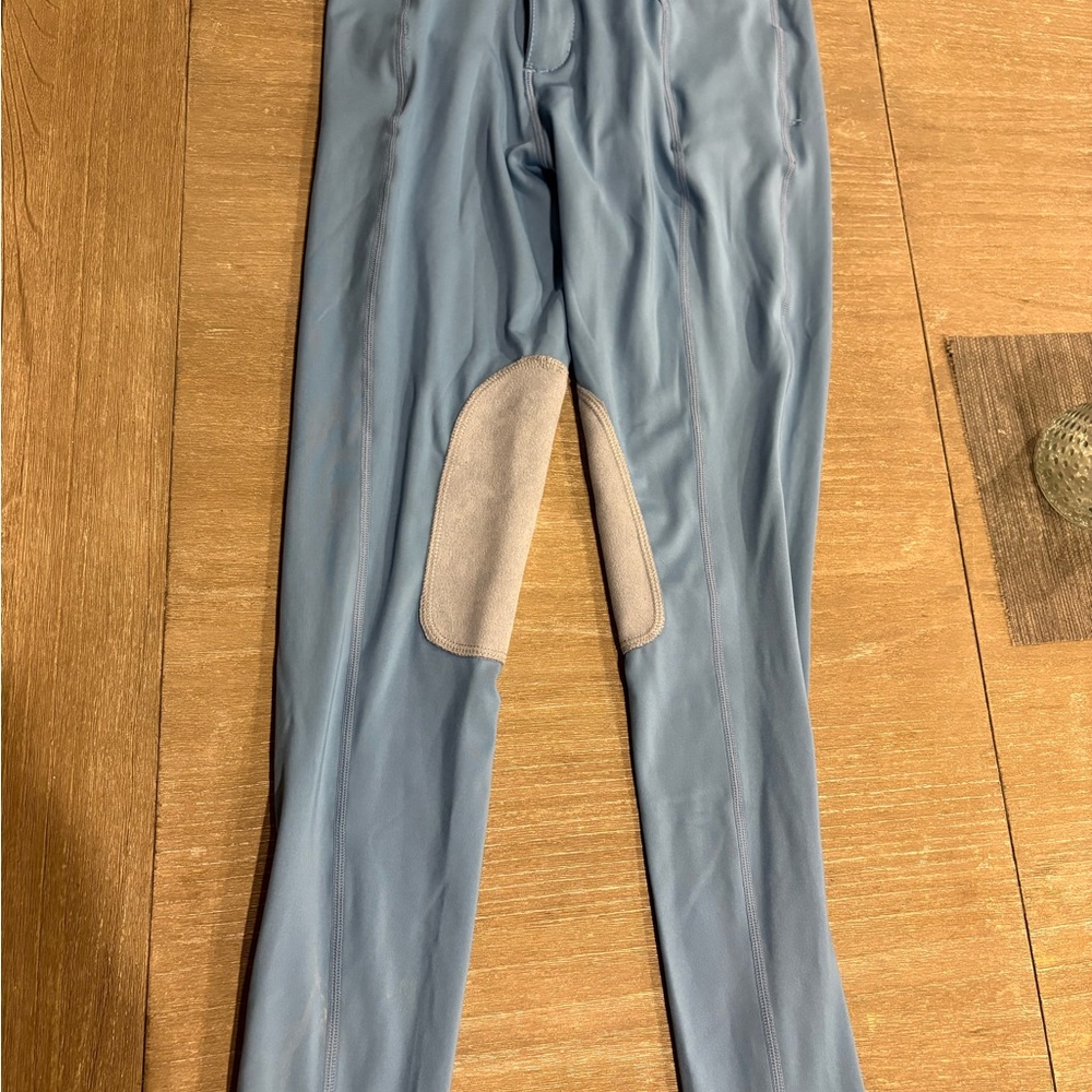 Slate Blue Riding Breeches with Gray Knee Patches